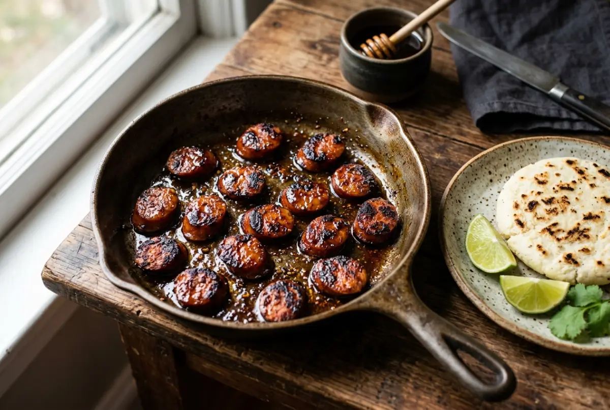 Chorizo glaseado con miel