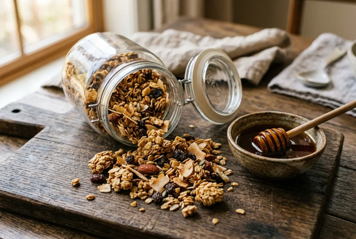 Granola de la casa con miel