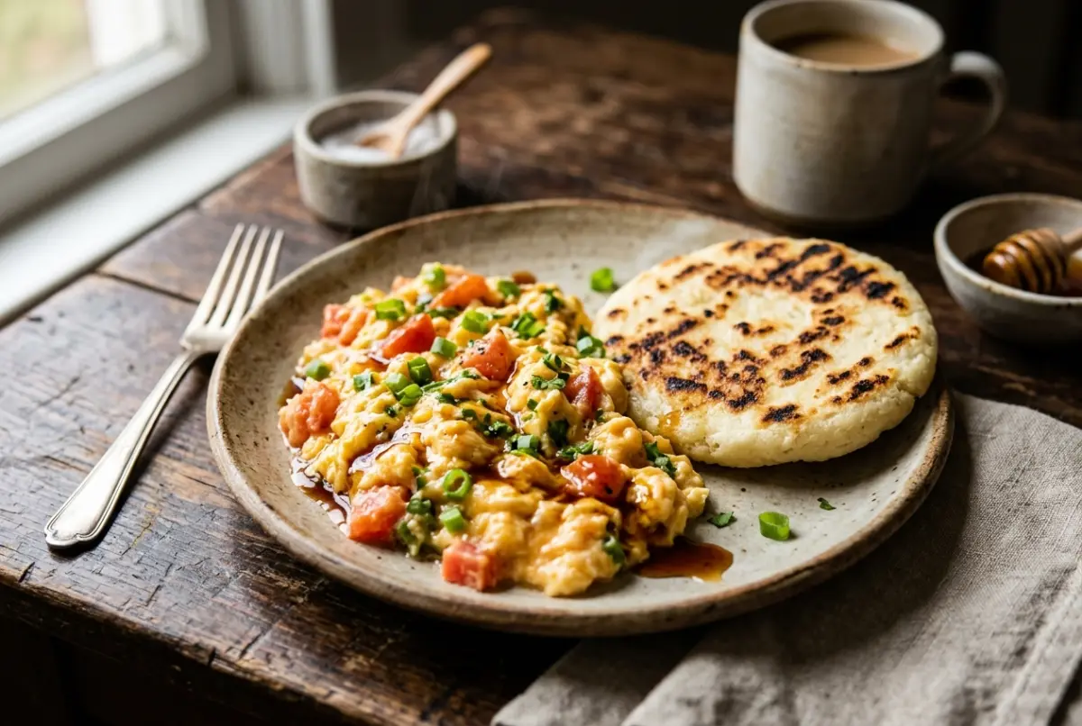 Huevos pericos con miel picante