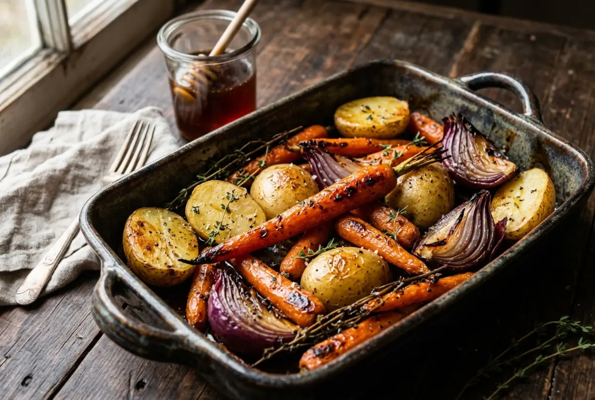 Verduras al horno con miel